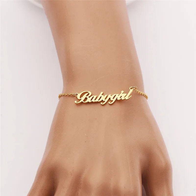 Factory Wholesale Adjustable Alphabet Bracelet Simple Fashion Custom Name Stainless Steel English Bracelet