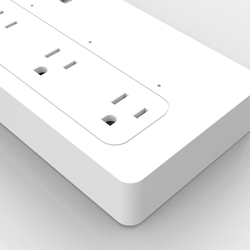 
US standard white color 4 way extendable smart retractable power strip timer switch wifi extension cord smart plug enclosure 