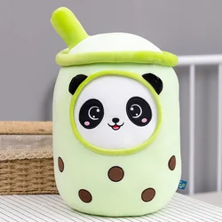 Wholesale real-life bubble plush toy stuffed food fruit milk tea pillow soft doll boba tea cup