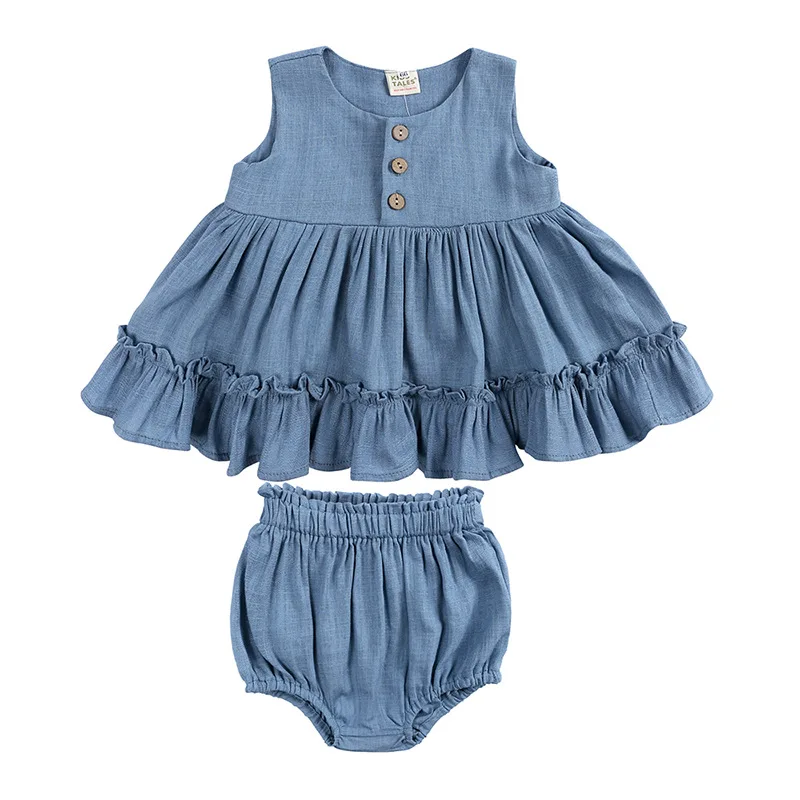 Wholesale solid color two pieces newborn baby clothes girl