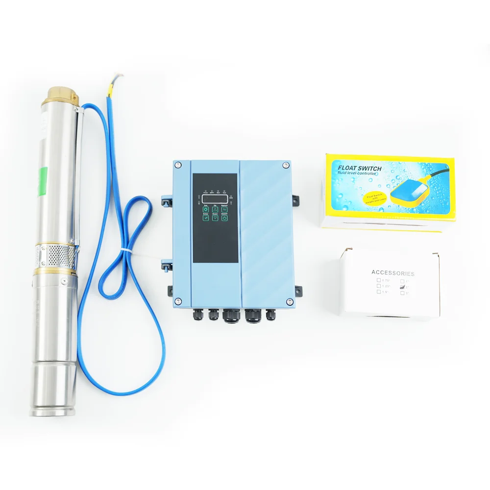 Ac/DC hybrid & wide voltage submersible pump 750W 2.2kw 3kw 4kw 5.5kw deep well solar pump