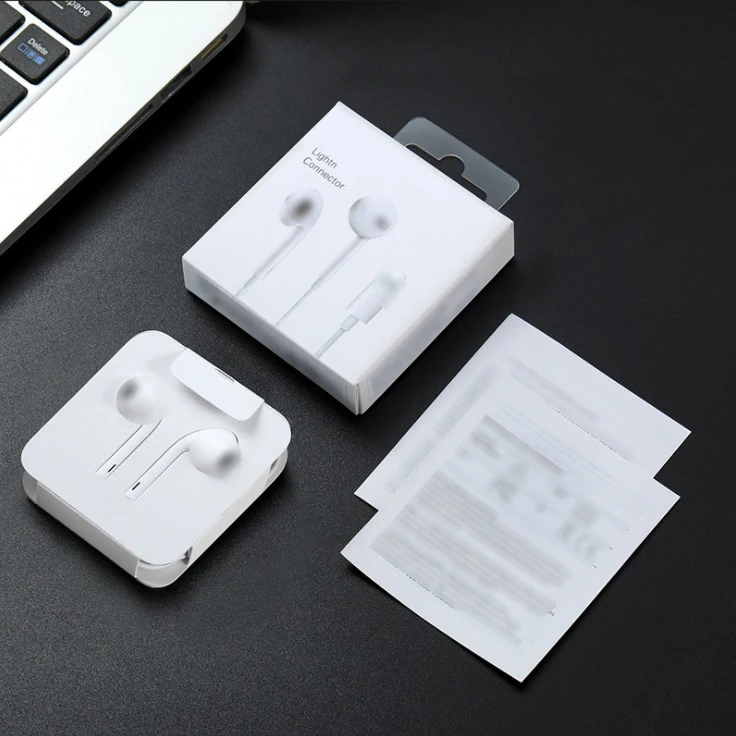 
100% Original For iPhone Earphone 1.2M in Ear Headphone Hifi Bass Wired Earphone Earpod with Mic For Light-ning Earphone 