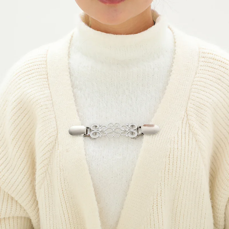 HZO-24010 Custom Sweater Shawl Clips Retro Cardigan Collar Clips Dress Shirt Brooch Clips for Women Girls