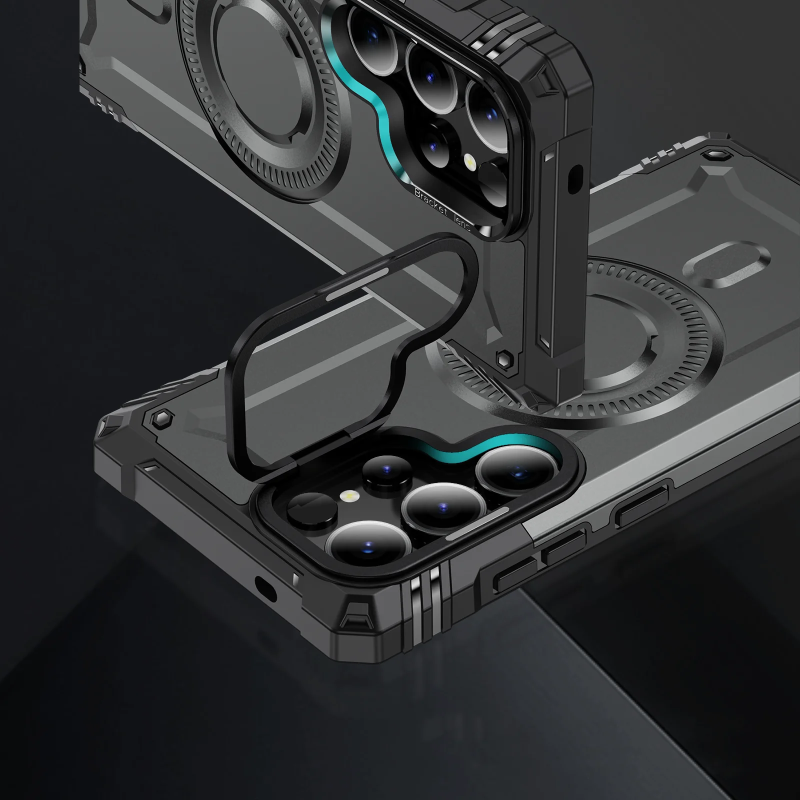 2in1 Shockproof case For Samsung S25 ultra Camera Stand Holder Full Body Rugged Case With Camera Cover & Built-in Kickstand