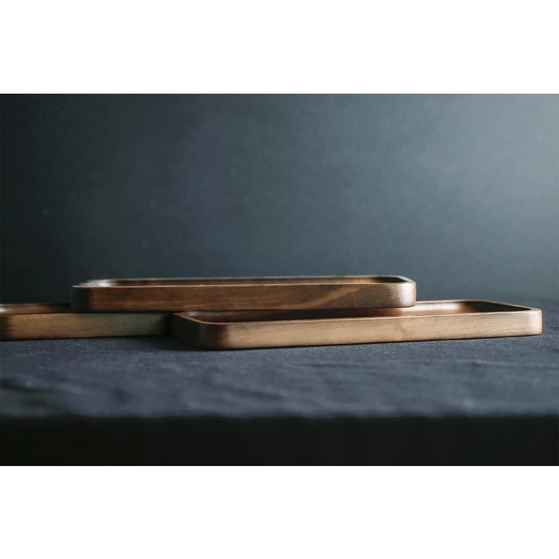 
Black Walnut Solid Wood Rectangular Tableware wooden Serving Tray plate platter Handcrafted Decorative Trays 