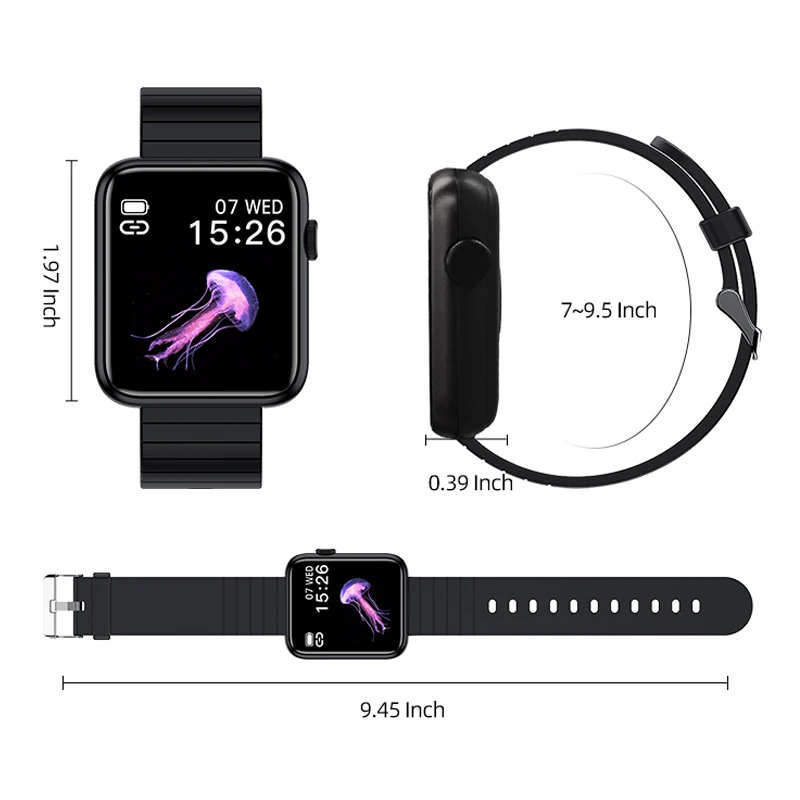 Manufacturer OEM Blood Pressure Monitor Care Color Screen Square Cheap Watches for Android IOS