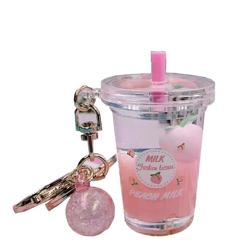 Kawaii Bubble Boba Milk Tea Keychains Cute Tapioca Drink Charm Keyring For Suovenir gift