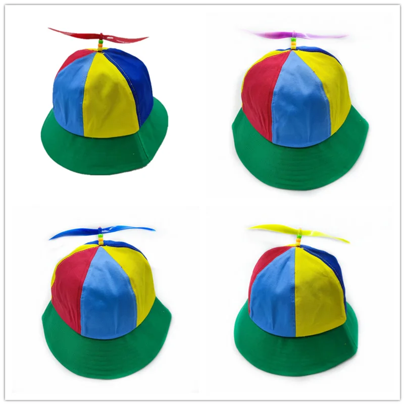 Outdoors Rainbow Detachable Propeller Bamboo Dragonfly Breathable Sunscreen Bucket Hats Parent-Child Printed Fisherman Hat