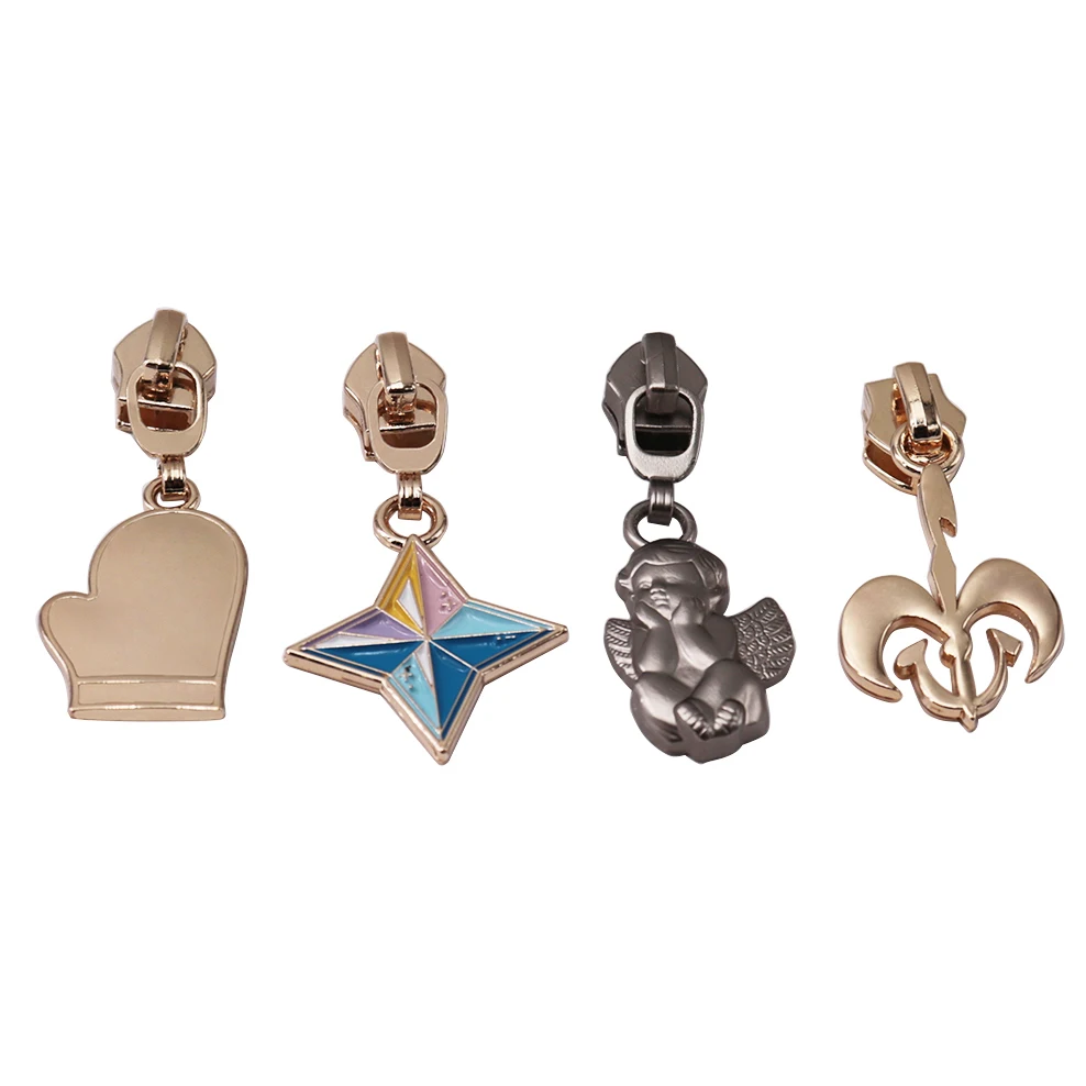 Custom Zinc Alloy Brand Logo Popular Free Design Customized Cheap Plating metal zipper puller slider