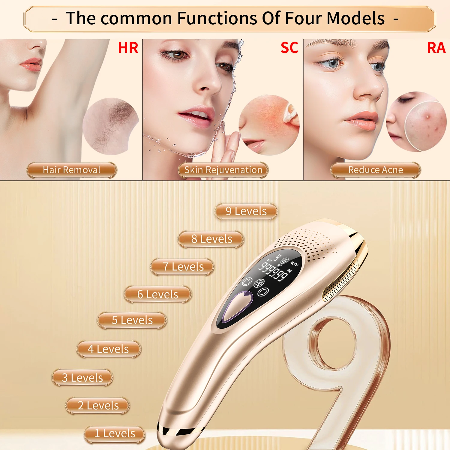 Liman IPL Hair Removal With ICE Cooling 999999 Flashes Whole Body Permanent Epilator Home Use Device For Men Women