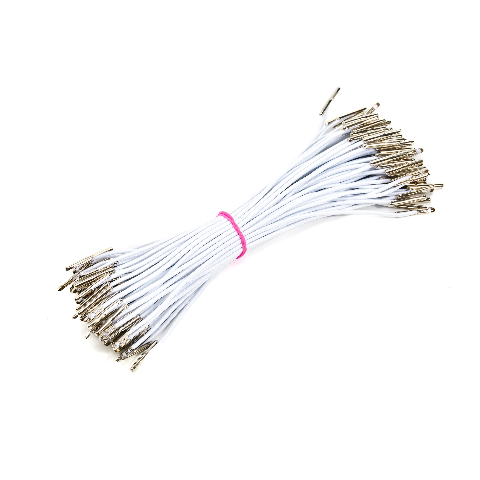 100% Polyester Elastic String With Steel and Barb Tips Braided and Coated Custom Length for Shoes Bags Garments