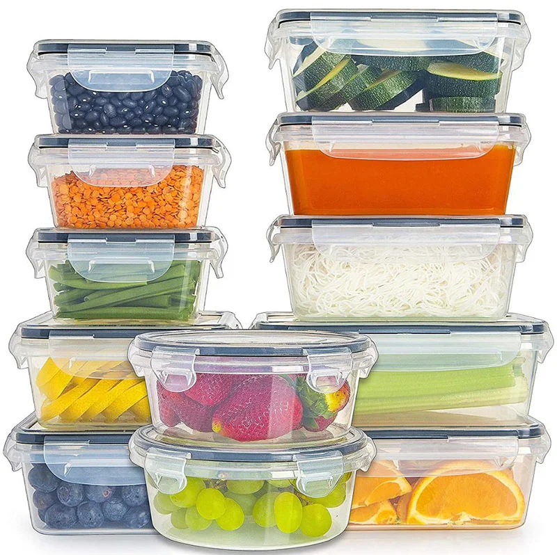 12 Pack BPA-Free Food Grade Premium Airtight PP Plastic Meal Prep Food Storage Containers Boxes with Lids