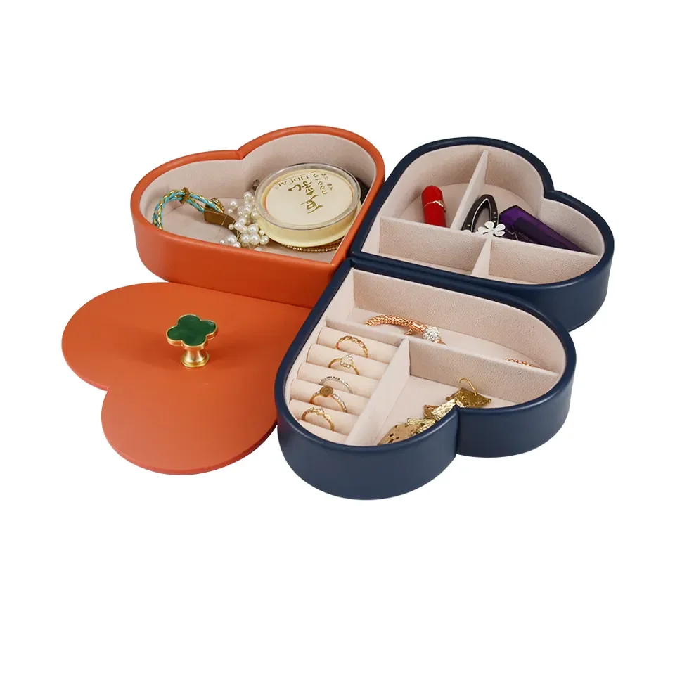 Mexda PU Leather Orange Love Jewelry Box Portable Hot Ring Box Wholesale Jewelry Organization Makeup Box Girl