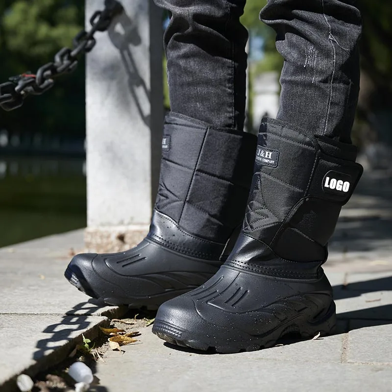 Custom Winter Outdoor Men Snow Boot Waterproof Non-slip and Warm High - Top Cotton Shoes With Plush Thickening Fishing Boots