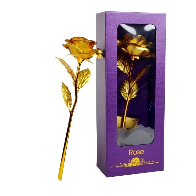 24k Gold Rose Flower 24 Karat Gift Her Wedding Anniversary Aluminum Foil Artificial Inside Valentines Day Love Home Decor