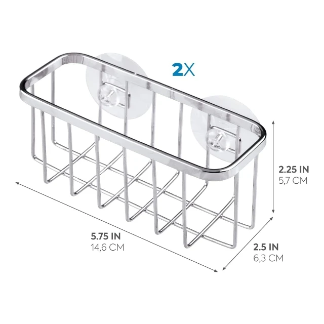 PF-KR044 Kitchen Storage Sink Drain Dry Rack Stainless Steel Dish Sponge Holder Basket With Suction Cups