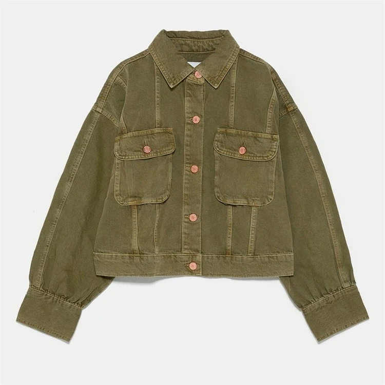 ALIKE Women Green Outdoor Jacket Jean Denim Jacket For Plus Size Ladies Jacket