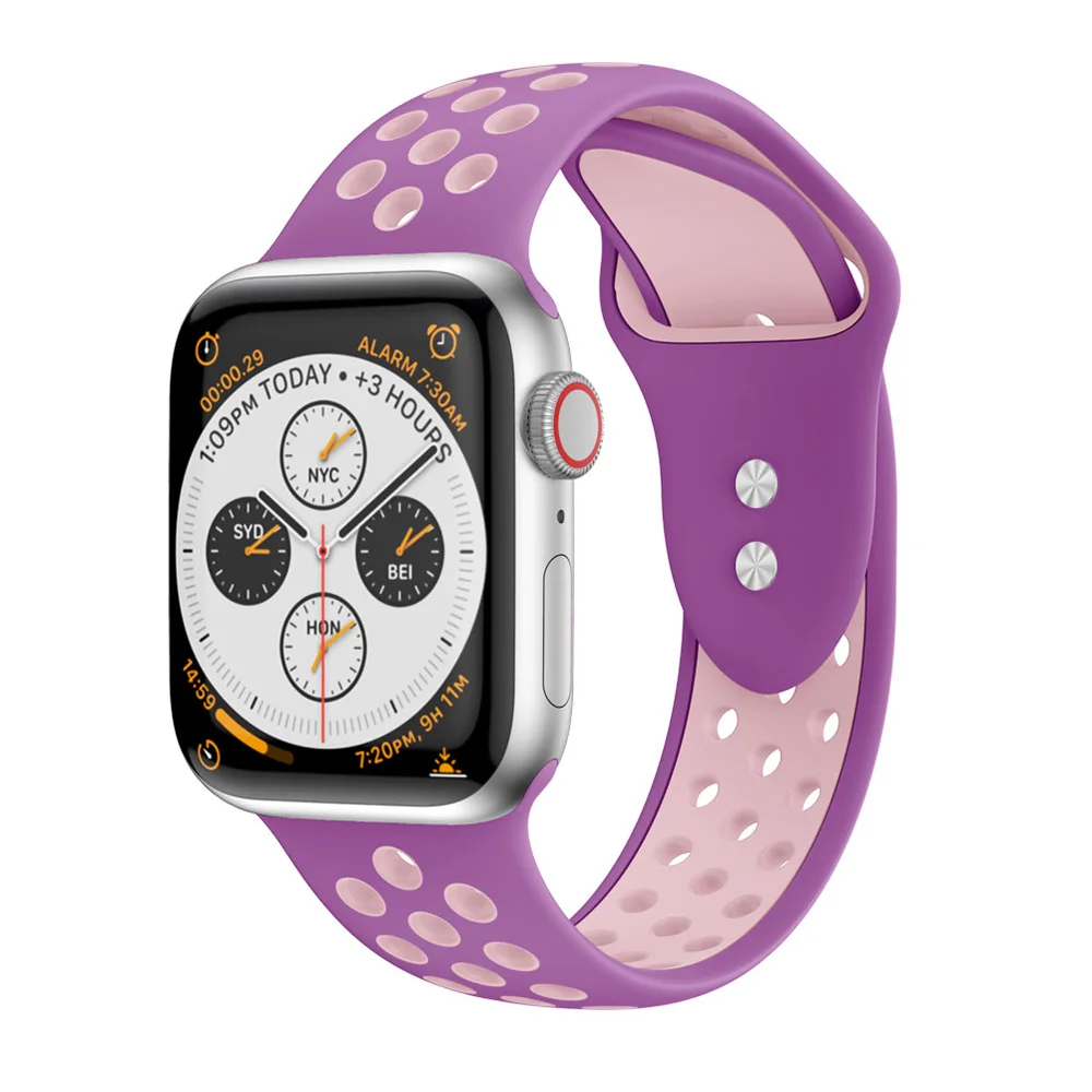 Силиконовый спортивный ремешок для apple watch силиконовый браслет Apple 38/40/42/44 мм серия