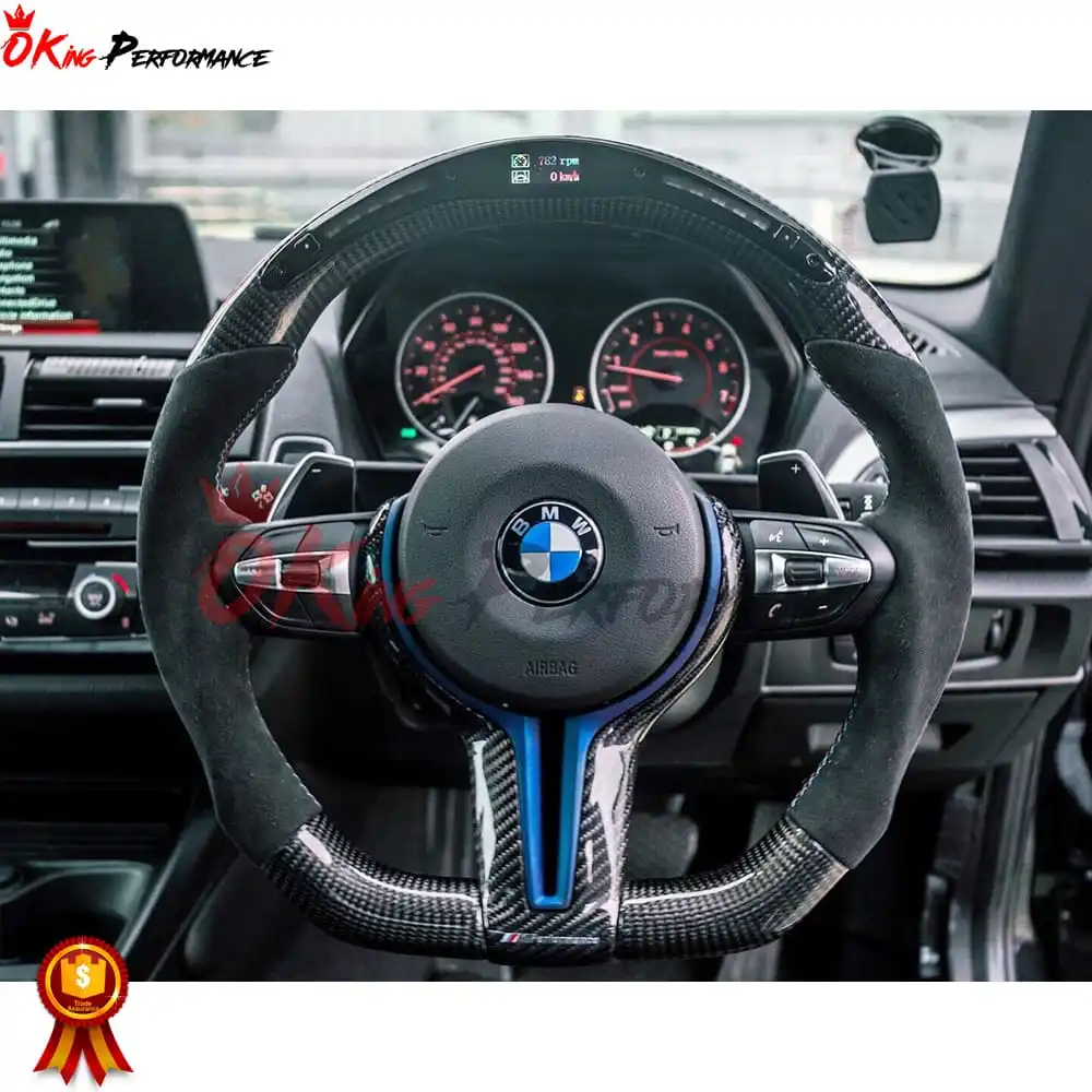 Customize LED Display Carbon Fiber Steering Wheel For BMW M3 M4 F80 F82 F83 2014-2020