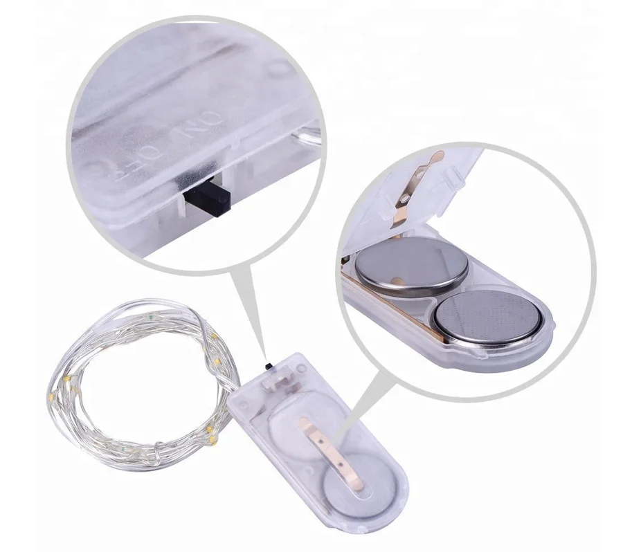 Wholesale 1m 10 Led Battery Operated Christmas Starry Lights CR2032 Button Battery Mini Copper Wire LED Fairy String Lights