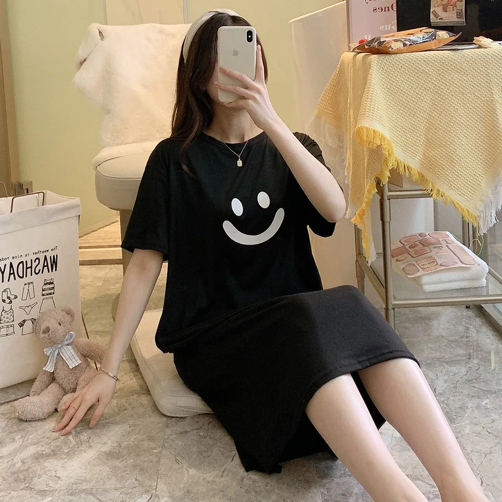 Net celebrity new pajamas female summer short sleeved sleeping skirt purple casual large size cute Southeast Asia Thailand