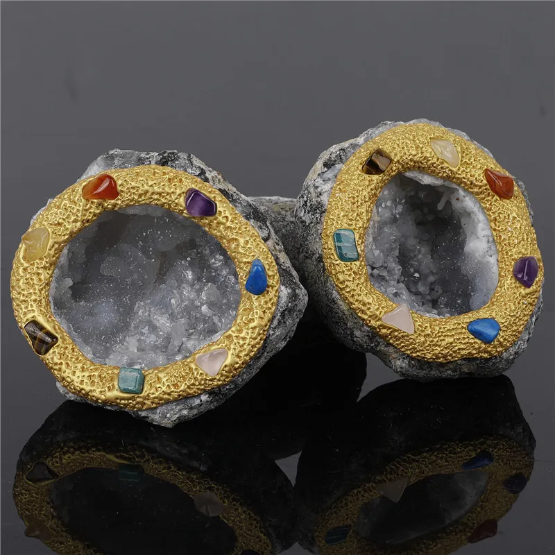 Hot Sale 7 Chakra Energy Natural Stone Crystal Geode Quartz Cluster Home Desktop Decoration