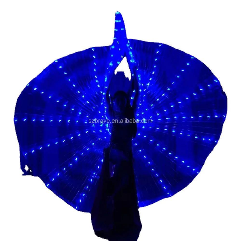 New Arrival Performance Clothing Carnival Halloween LED Isis Wings Glow Light Up Belly Dance Costumes with Sticks