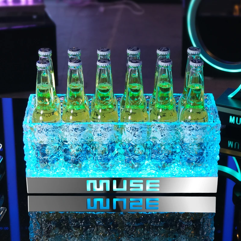 Newly Led Ice Bucket  Acrylic Ice Bucket Champagne Bucket Cooler beer Bottle Holder Keeps Drink Cold