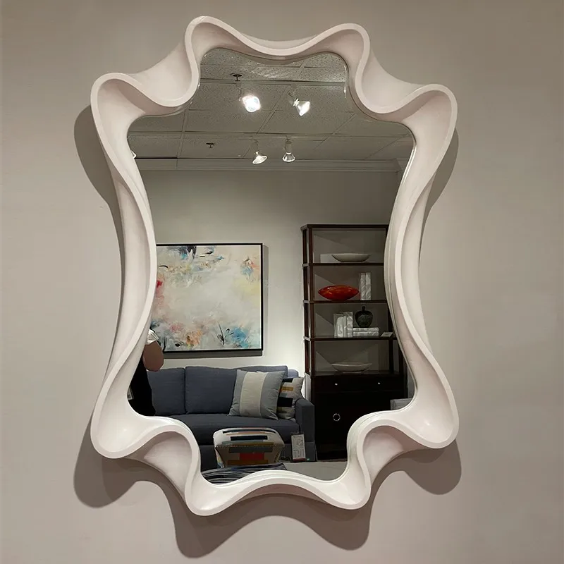 Home Decor Living Room Irregular Mirrors Wave Shape Frame Bathroom Hanging Art Luxury Decorative Retro Wall Mirror Decoration