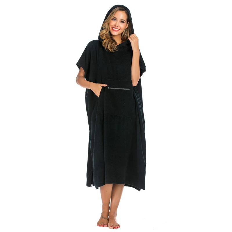 Оптовая продажа, Пляжное Пончо с вышивкой логотипа на заказ, хлопковое пляжное полотенце с капюшоном, пончо для серфинга для взрослых