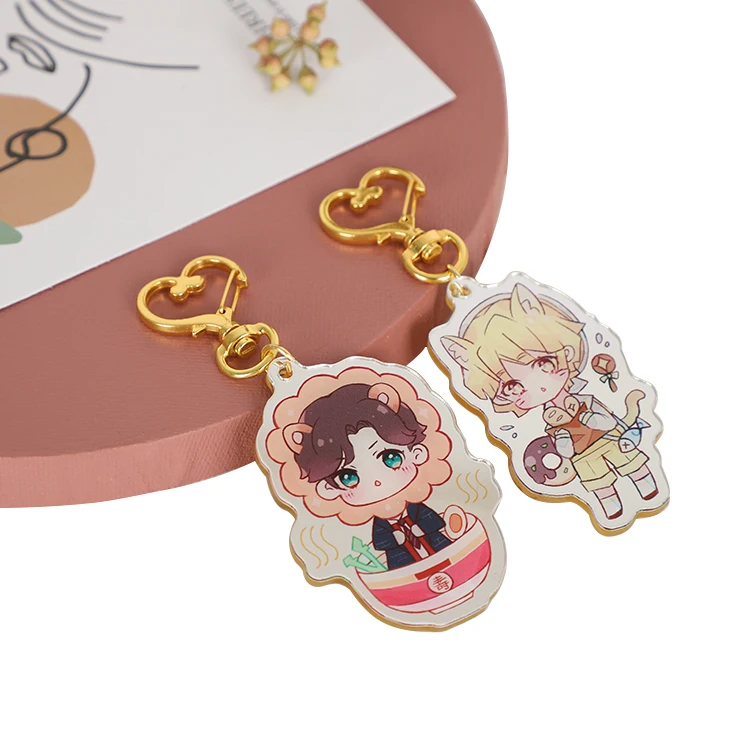 Acrylic Keychain Charm Cheap Customized Logo Promotional Gift Diy Mirror Effect Anime Cartoon Custom Logo Plastic OEM Hangchen