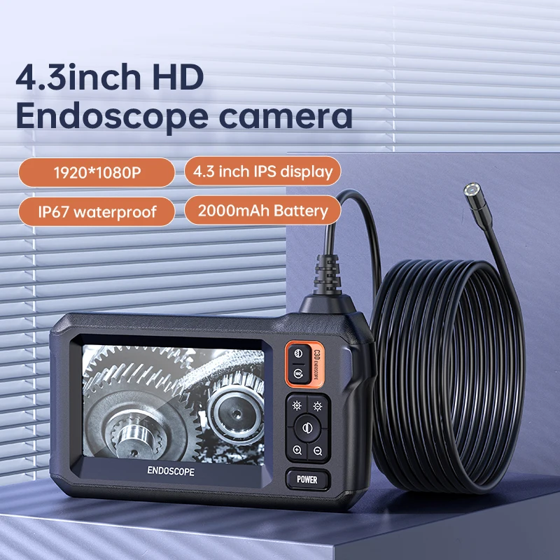 Lancol 4.3inch HD Endoscope with 8mm Single Camera for Narrow Pipe Inspection 5meter for All Cars