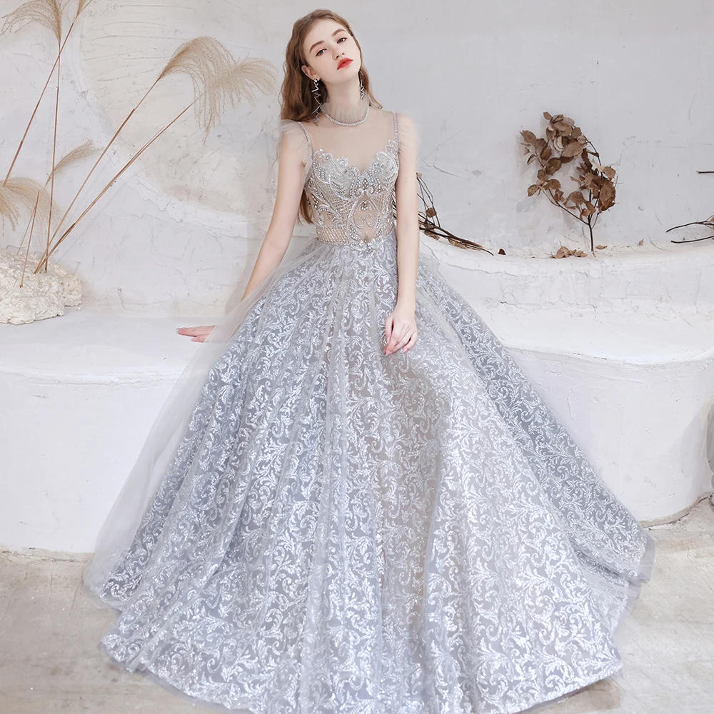 Элегантное роскошное вечернее платье с пайетками и бисером для женщин