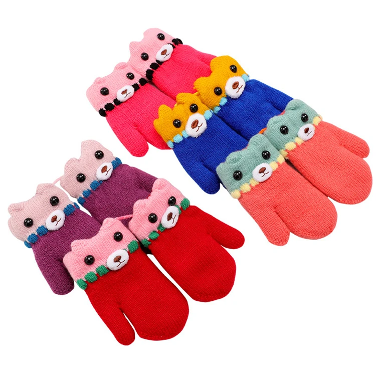 Winter Fashion Kids Gloves Cashmere Thicken Warm Knitted Gloves For Baby