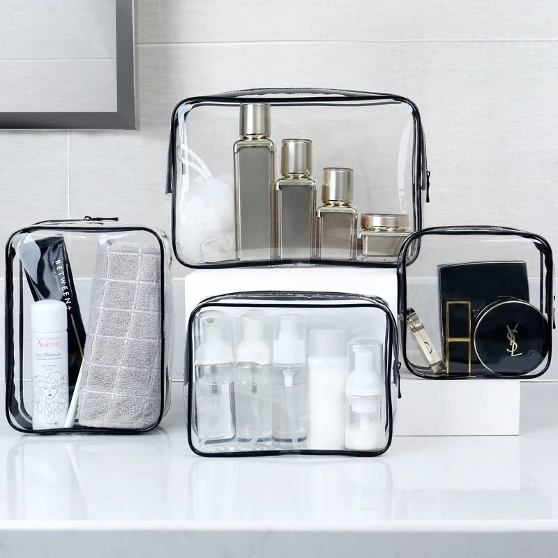 Clear Toiletry Bag Portable Travel Cosmetic Bag with Zipper Waterproof Makeup Bag Cosmetic Storage Organizer for Women Men