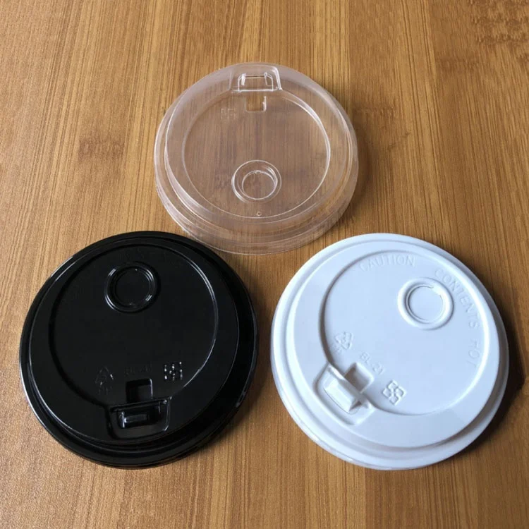 Disposable Double Hole Flat Lid Black  Coffee Lids  Food Grade Plastic PP Material For Bubble Tea Cups