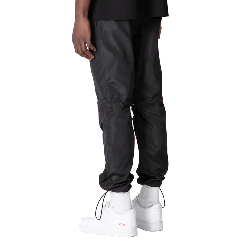 Custom Men Black Drawstring Waist Nylon Pants  Wholesale 100% Nylon Jogger Relax Fit Cargo Pants