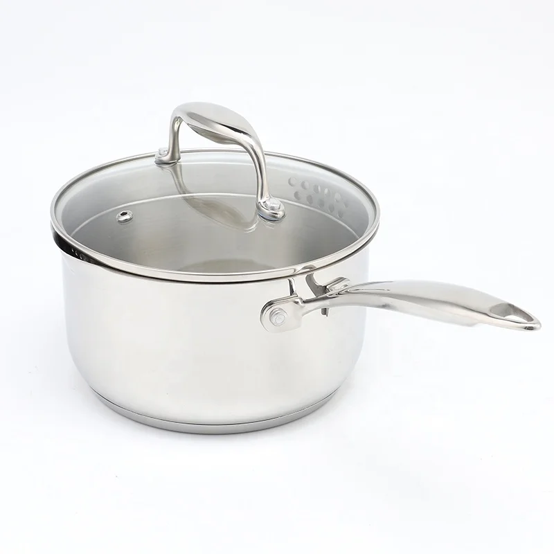 Factory wholesale Stainless Steel Kitchen Cookware Set Saucepan 1.5L/2L/3.5L with Capsule Bottom Milk Pot Cooking Pot Sets