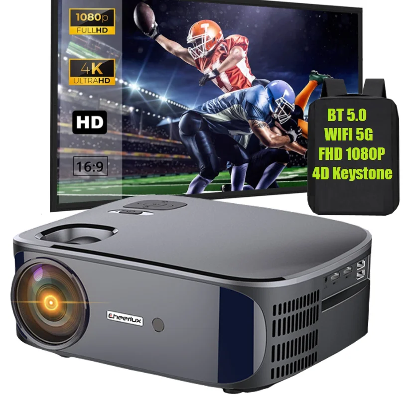 Кинотеатральный проектор Full HD 1080P Native Proyector смартфон 5G Wifi BT проектор экран сумка все в одном