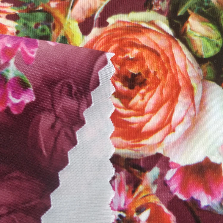 Good quality knitted 100D 4 way stretch spandex digital printed milk silk fabric for women