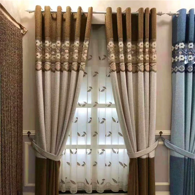 Занавески готовые из полиэстера с цветочной вышивкой для отеля или дома