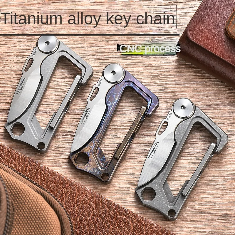 2024 titanium alloy EDC metal key chains foldable knife key chains wholesale Quick release backpack buckle/hook luxury key chain