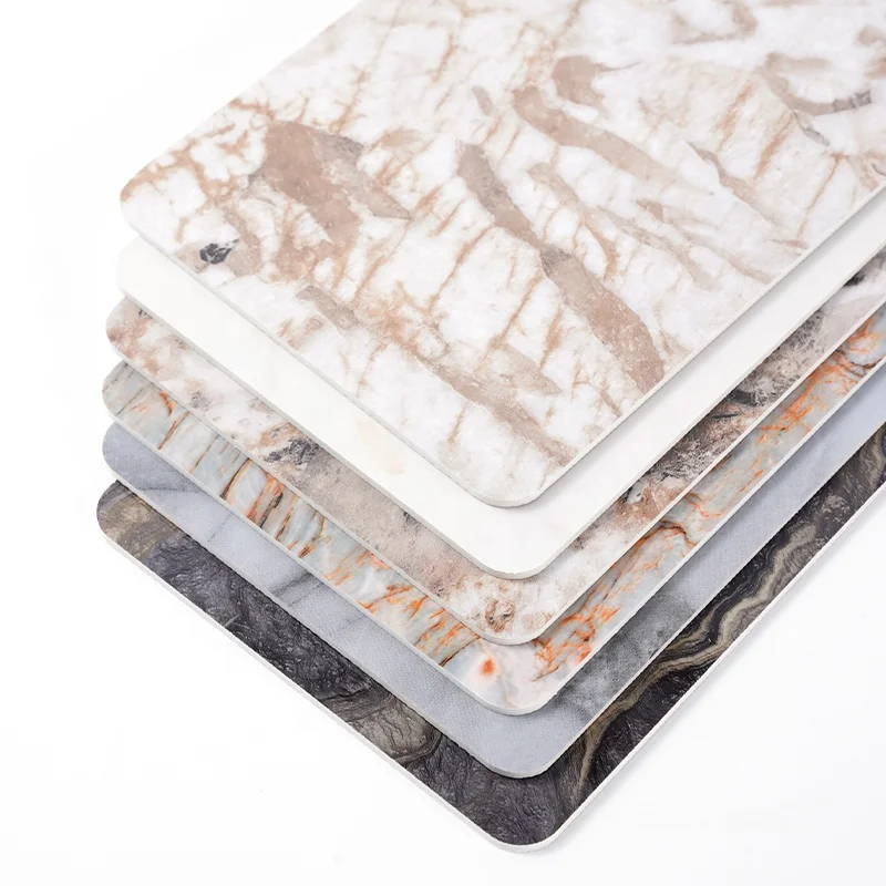 Custom 1220*2440*3Mm UV Faux Marble Solid Wooden Plastic PVC Marble Sheet for Wall Decoration