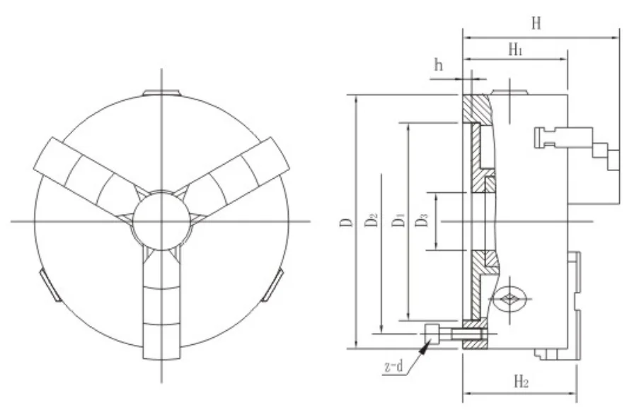 4-jaw chuck K11 lathe machine 3 jaw chuck
