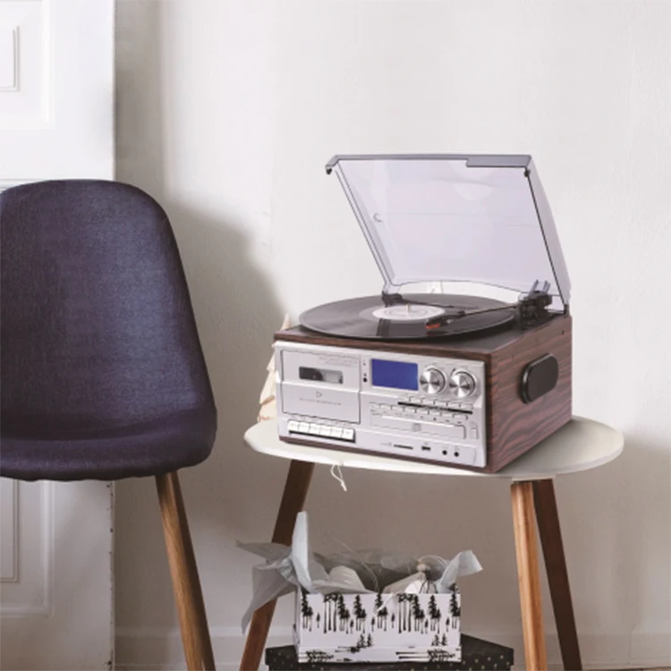 China best quality retro radio 3-speed turntable vinyl record player with usb burner