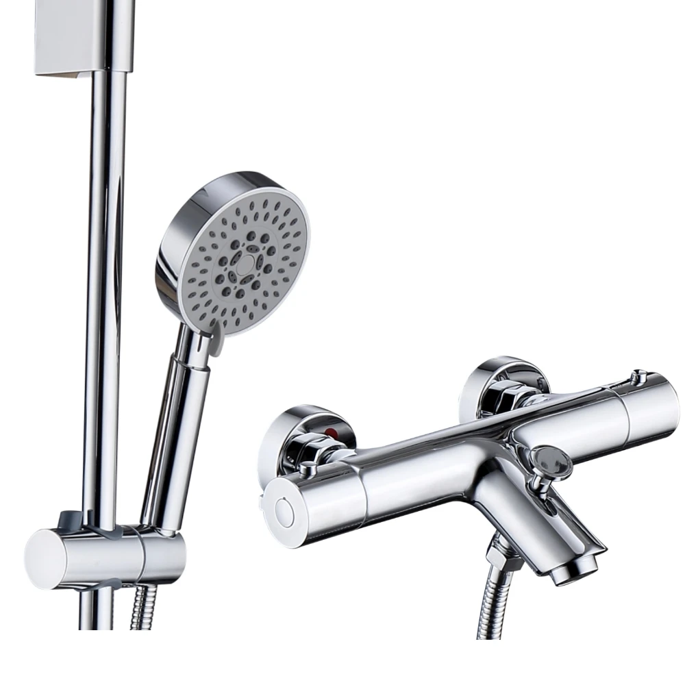 Hot Sale High Reputation Chrome Solid  Brass Shower Mixer System Double Handle 2 Ways Shower Faucet OEM and ODM Factory Price CE