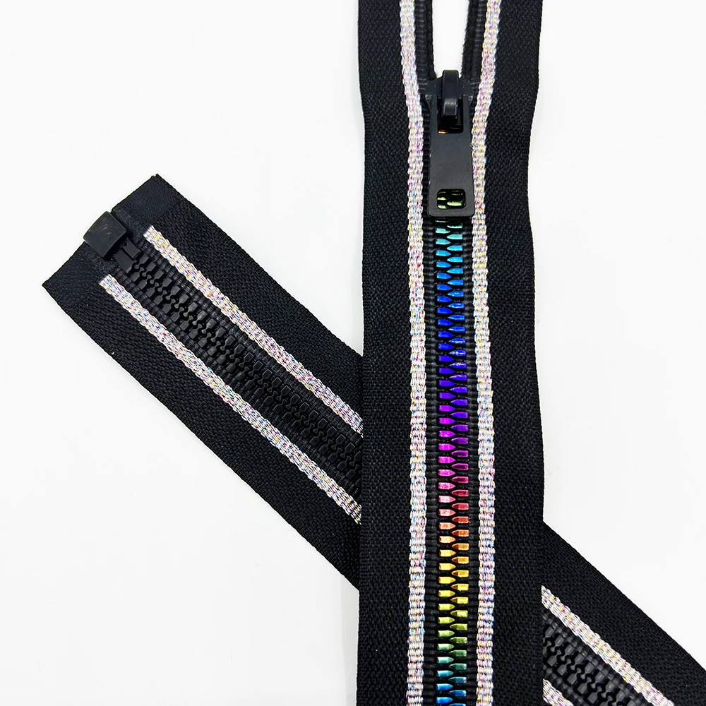 Hot Sale Popular Resin zipper 3# 5# 8# Reversible plastic close end open end  zipper Colorful rainbow teeth zips