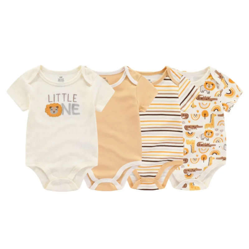Summer High Quality Cotton Short Sleeves Unisex Toddler Baby Rompers 4Pcs 0-12M baby Clothes