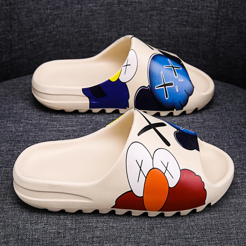 Шлепанцы yeezy для мужчин и женщин большие тапочки с мультяшным рисунком из кокосовой губки Улица Сезам