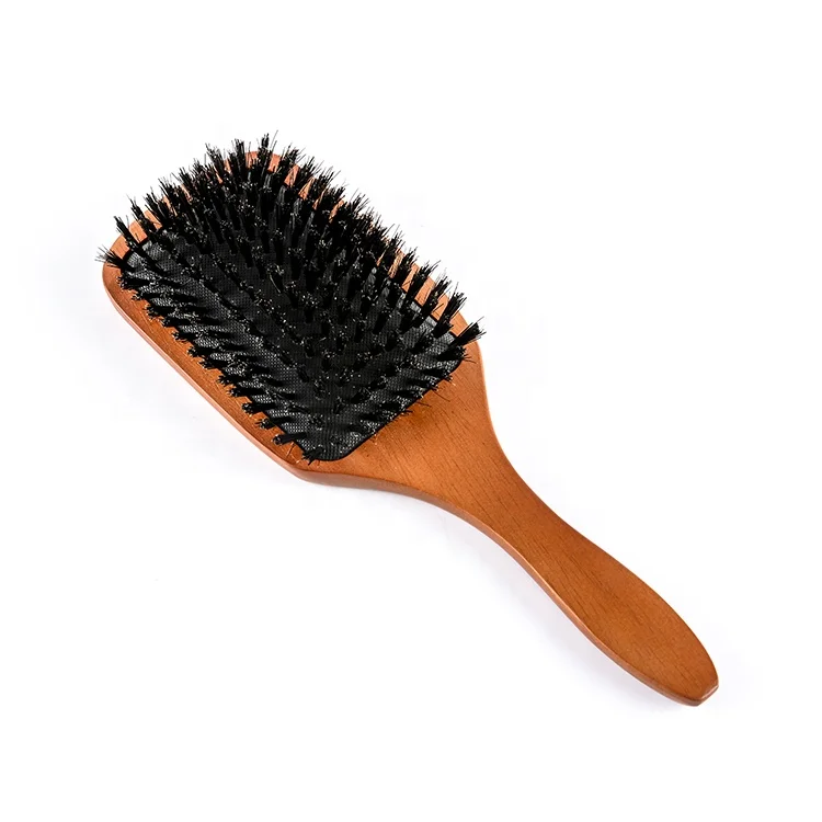 Luxe wood boar bristle brush natural boar bristle brush with design soft beauty salon tools